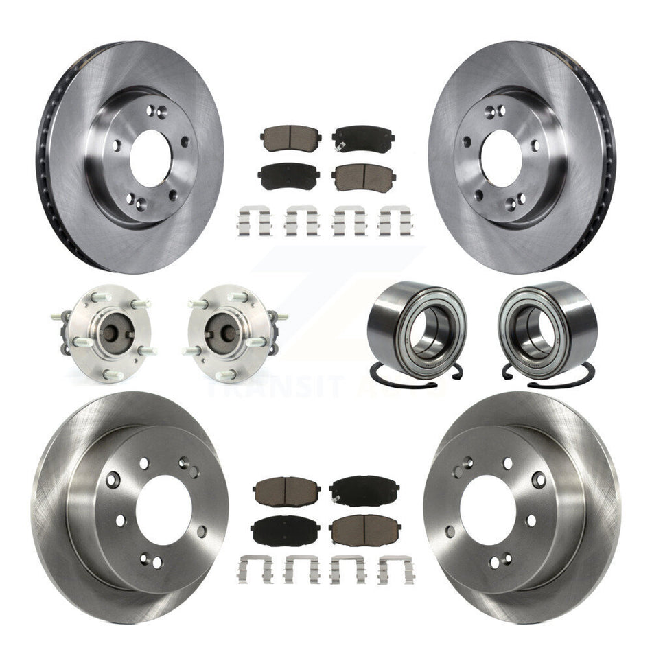 Front Rear Wheel Hub Bearings Assembly Disc Brake Rotors And Ceramic Pads Kit (10Pc) For Kia Forte Koup Forte5 KBB-117080