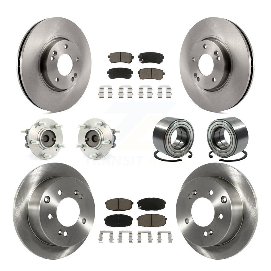 Front Rear Wheel Hub Bearings Assembly Disc Brake Rotors And Ceramic Pads Kit (10Pc) For Kia Forte Koup Forte5 KBB-117081