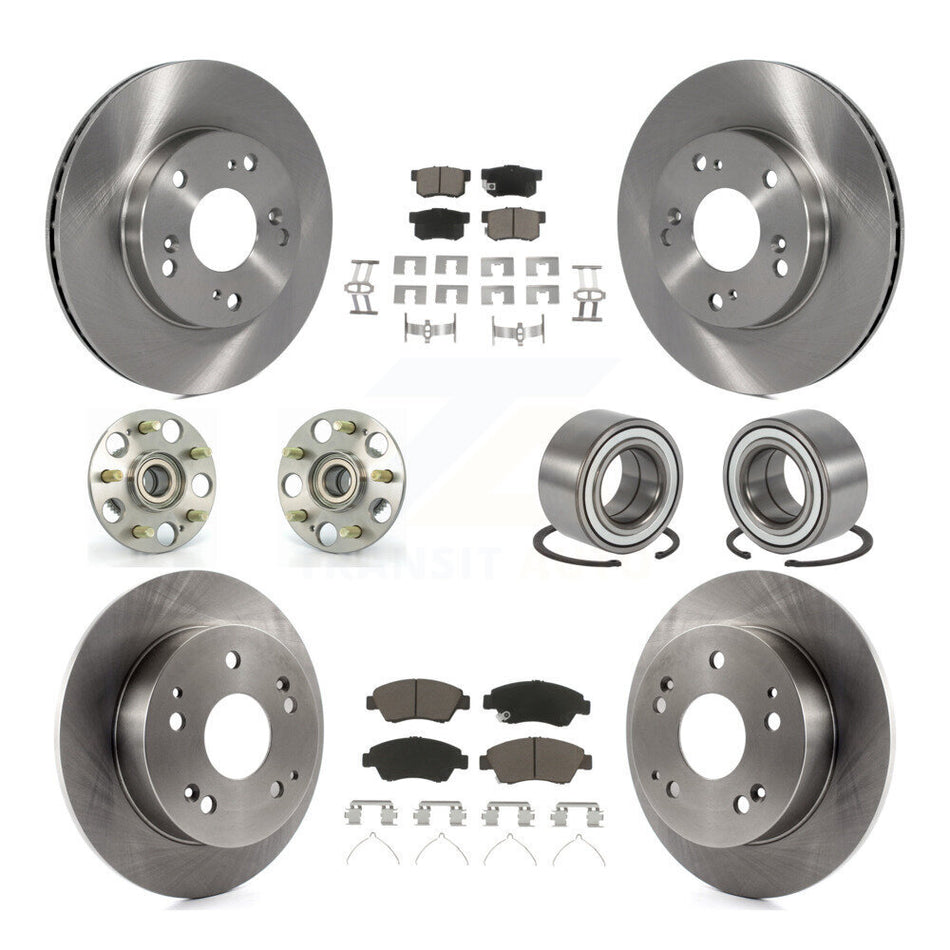 Front Rear Wheel Hub Bearings Assembly Disc Brake Rotors And Ceramic Pads Kit (10Pc) For Honda Civic Acura RSX KBB-117084
