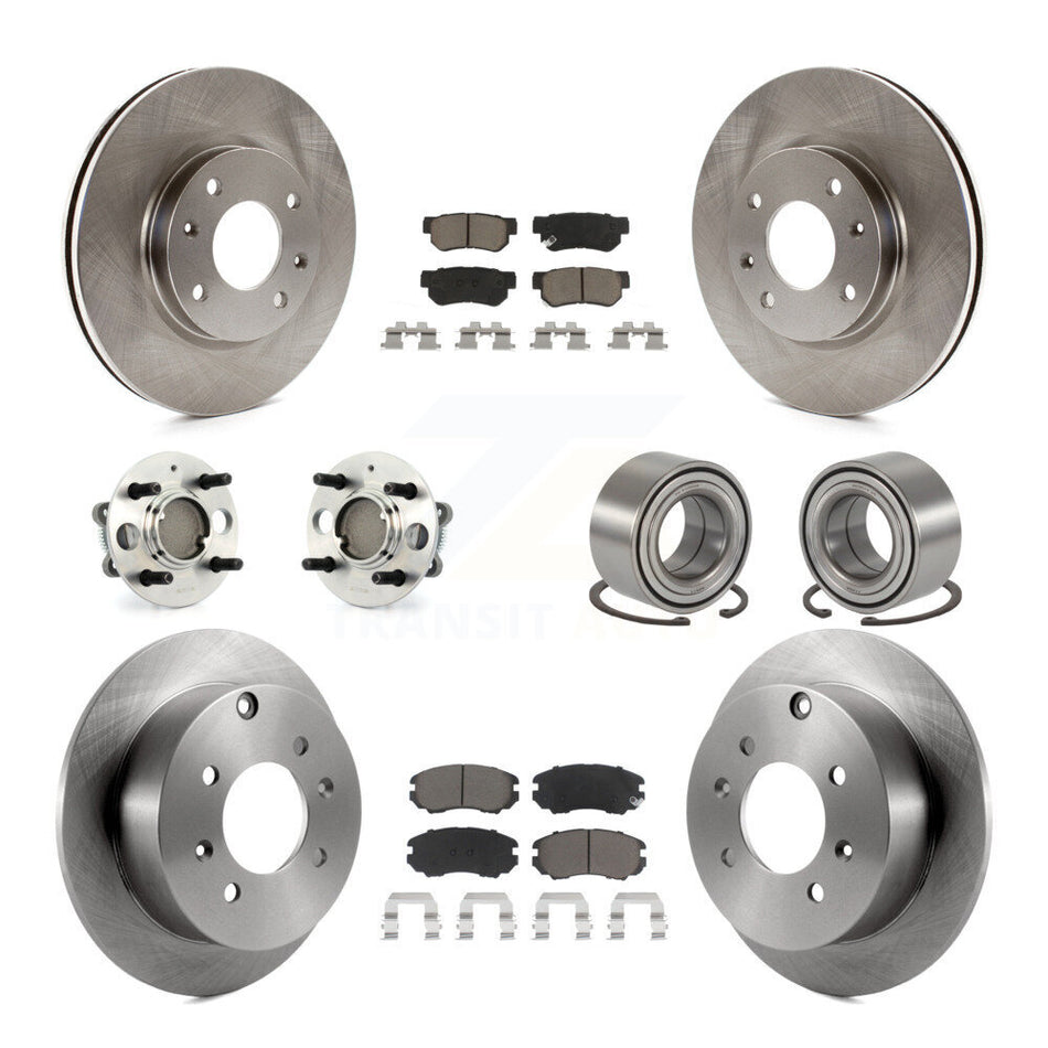 Front Rear Wheel Hub Bearings Assembly Disc Brake Rotors And Ceramic Pads Kit (10Pc) For Kia Optima Hyundai Sonata Magentis 4-Wheel ABS KBB-117086