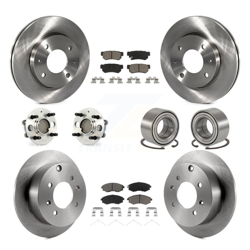 Front Rear Wheel Hub Bearings Assembly Disc Brake Rotors And Ceramic Pads Kit (10Pc) For Hyundai Sonata 4-Wheel ABS KBB-117088