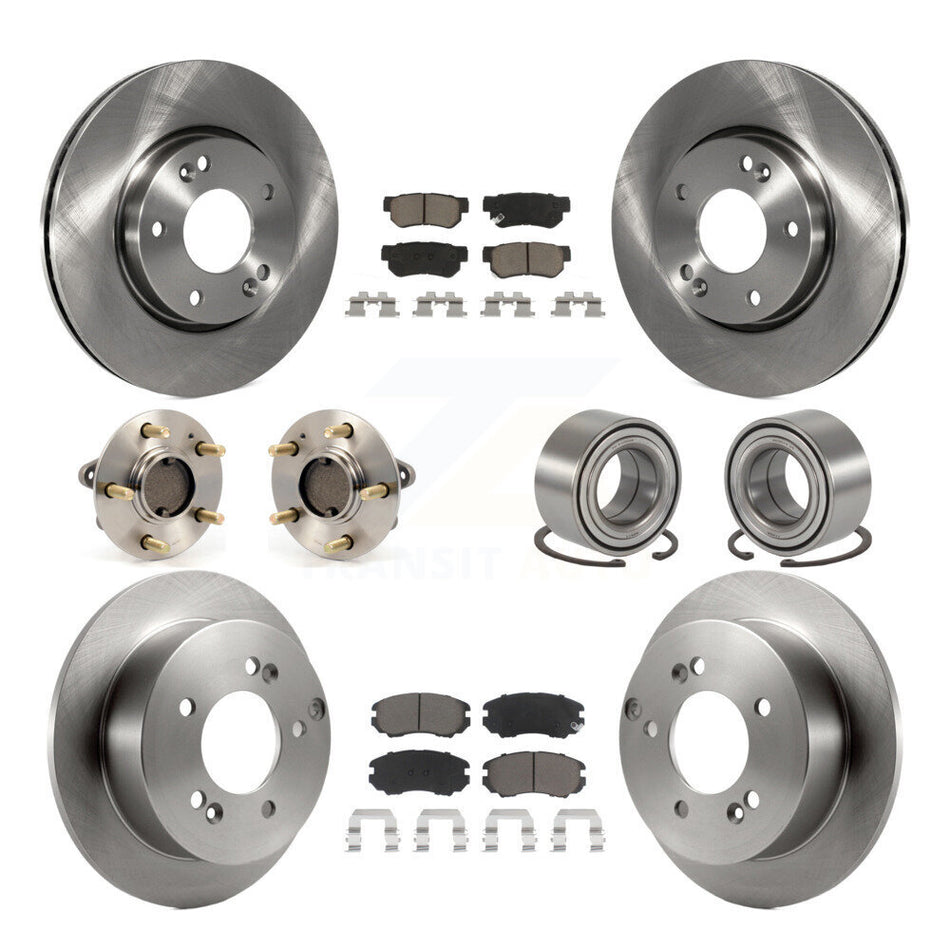 Front Rear Wheel Hub Bearings Assembly Disc Brake Rotors And Ceramic Pads Kit (10Pc) For Kia Optima Magentis KBB-117094