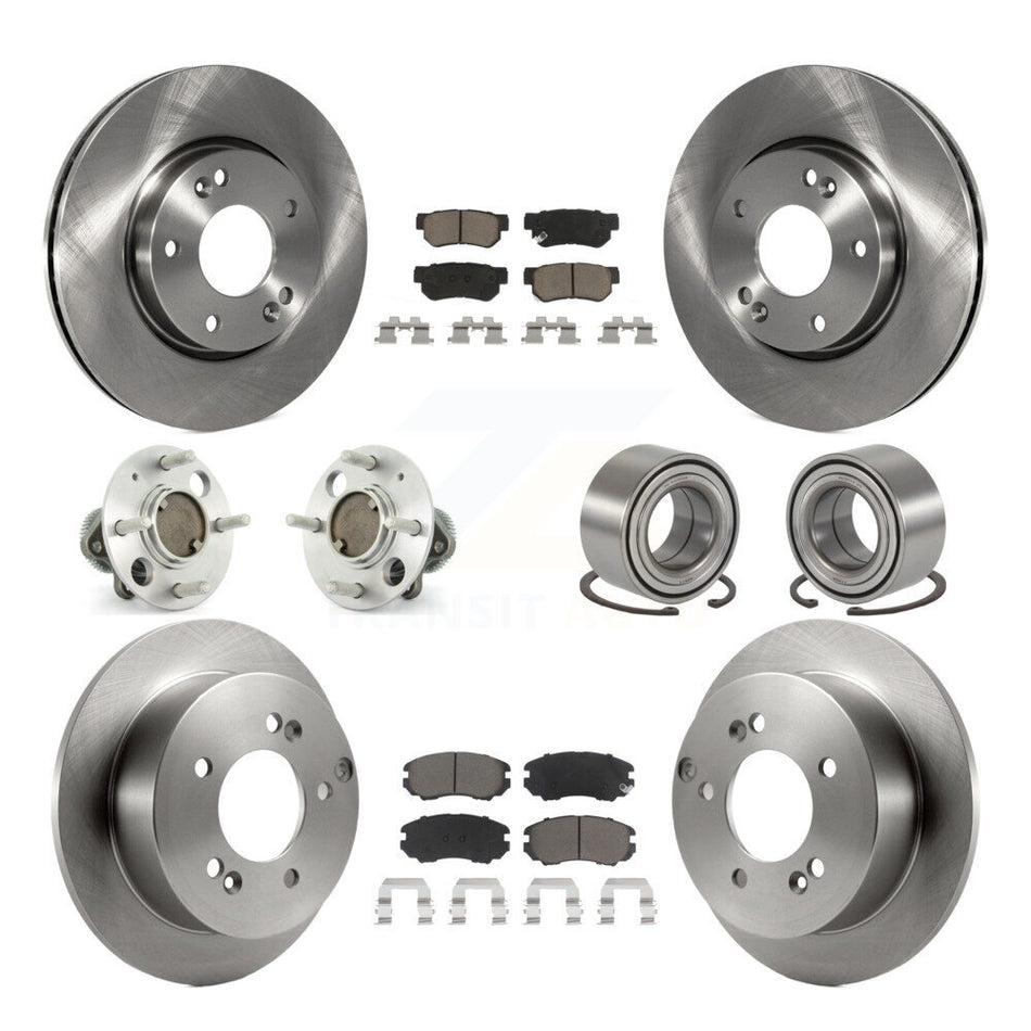 Front Rear Wheel Hub Bearings Assembly Disc Brake Rotors And Ceramic Pads Kit (10Pc) For 2005 Hyundai Sonata Non-ABS From 03 01 05 KBB-117099