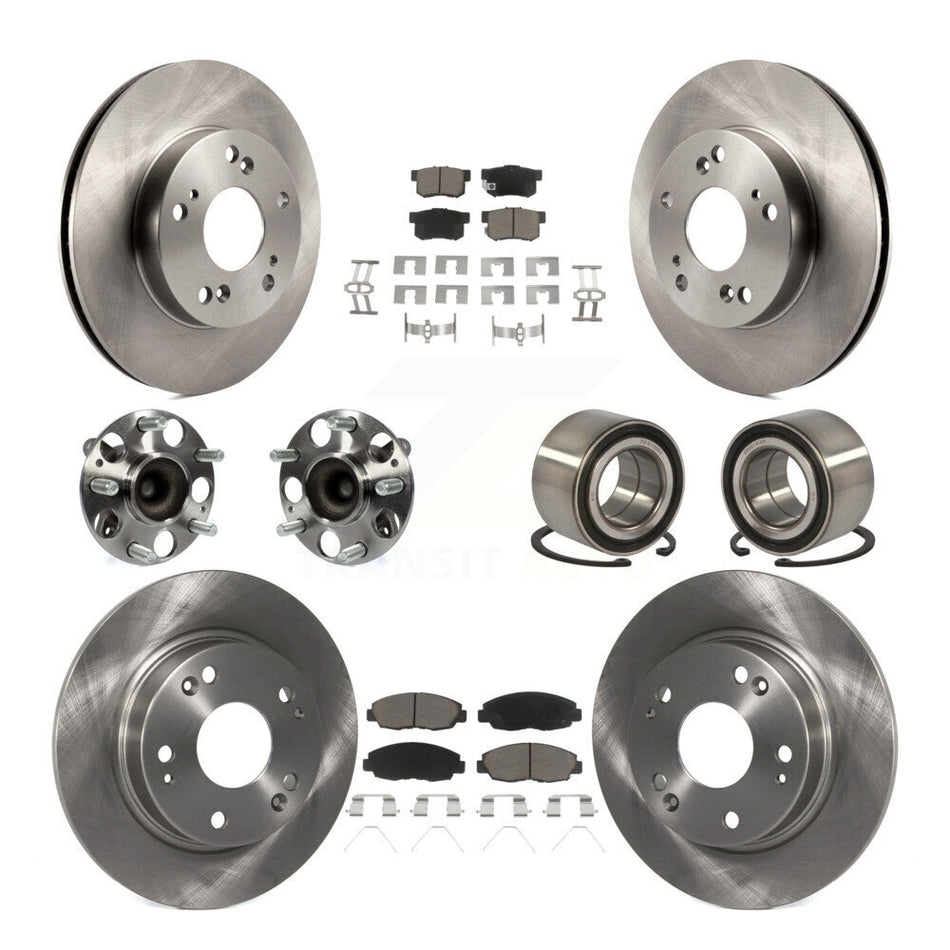 Front Rear Wheel Hub Bearings Assembly Disc Brake Rotors And Ceramic Pads Kit (10Pc) For Honda Civic KBB-117117