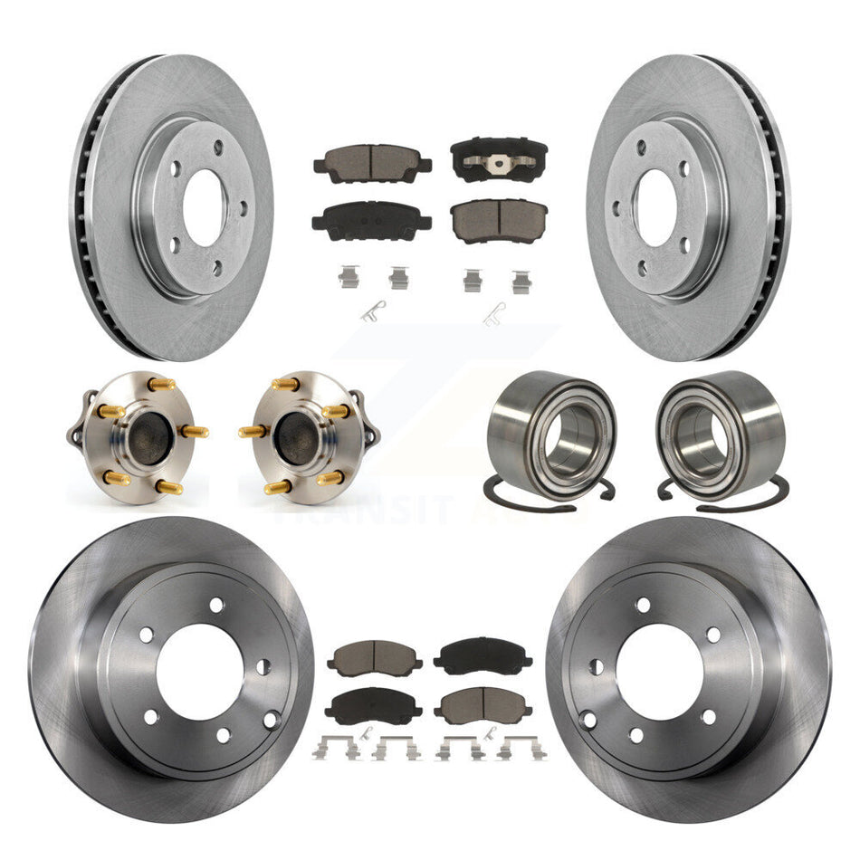 Front Rear Wheel Hub Bearings Assembly Disc Brake Rotors And Ceramic Pads Kit (10Pc) For Mitsubishi Lancer KBB-117122
