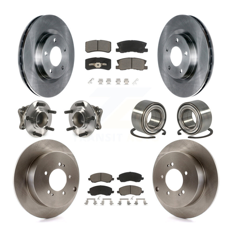 Front Rear Wheel Hub Bearings Assembly Disc Brake Rotors And Ceramic Pads Kit (10Pc) For Mitsubishi Outlander KBB-117129