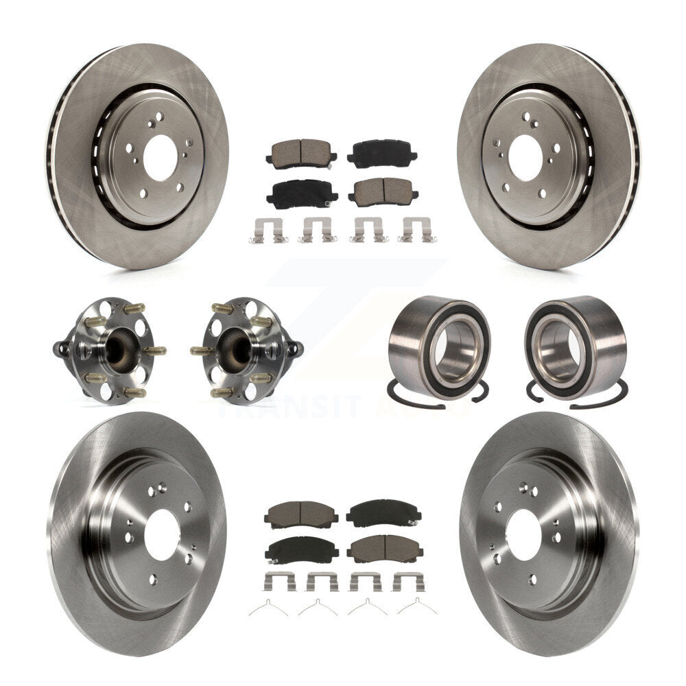 Front Rear Hub Bearings Disc Brake Rotors And Pads Kit (10Pc) For 2015-2020 Acura TLX FWD KBB-117131