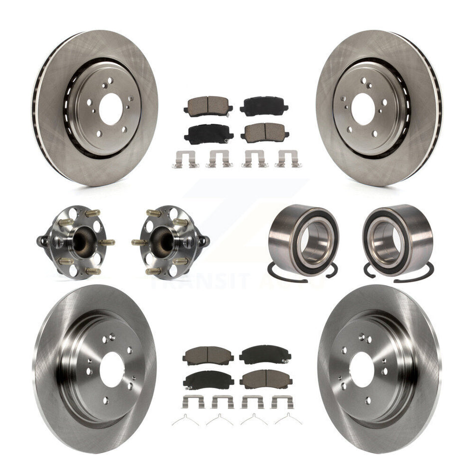 Front Rear Hub Bearings Disc Brake Rotors And Pads Kit (10Pc) For 2015-2020 Acura TLX FWD KBB-117131