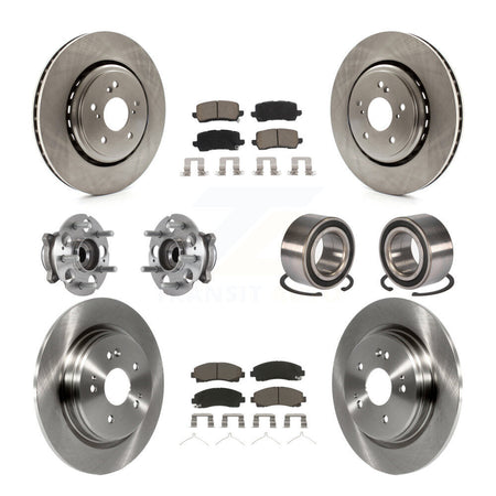 Front Rear Hub Bearings Disc Brake Rotors And Pads Kit (10Pc) For 2015-2020 Acura TLX AWD KBB-117132