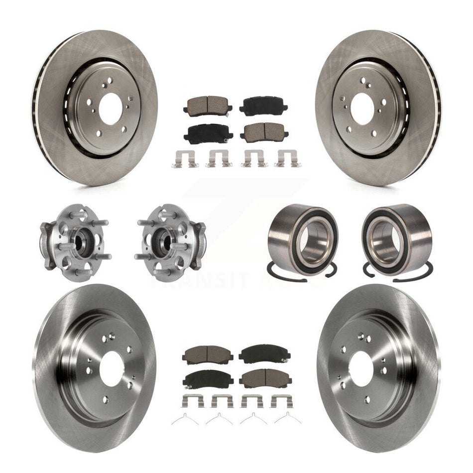 Front Rear Hub Bearings Disc Brake Rotors And Pads Kit (10Pc) For 2015-2020 Acura TLX AWD KBB-117132