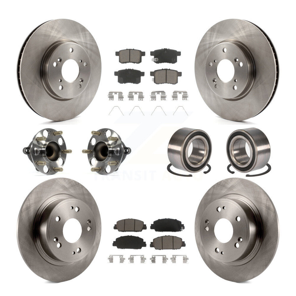 Front Rear Wheel Hub Bearings Assembly Disc Brake Rotors And Ceramic Pads Kit (10Pc) For Honda Accord KBB-117133