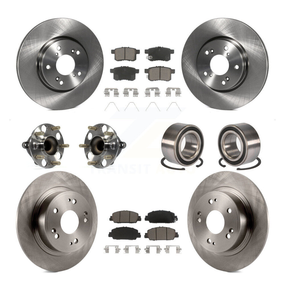 Front Rear Wheel Hub Bearings Assembly Disc Brake Rotors And Ceramic Pads Kit (10Pc) For Honda Accord KBB-117134