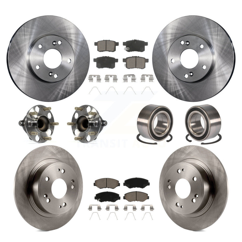 Front Rear Wheel Hub Bearings Assembly Disc Brake Rotors And Ceramic Pads Kit (10Pc) For Honda Accord KBB-117135