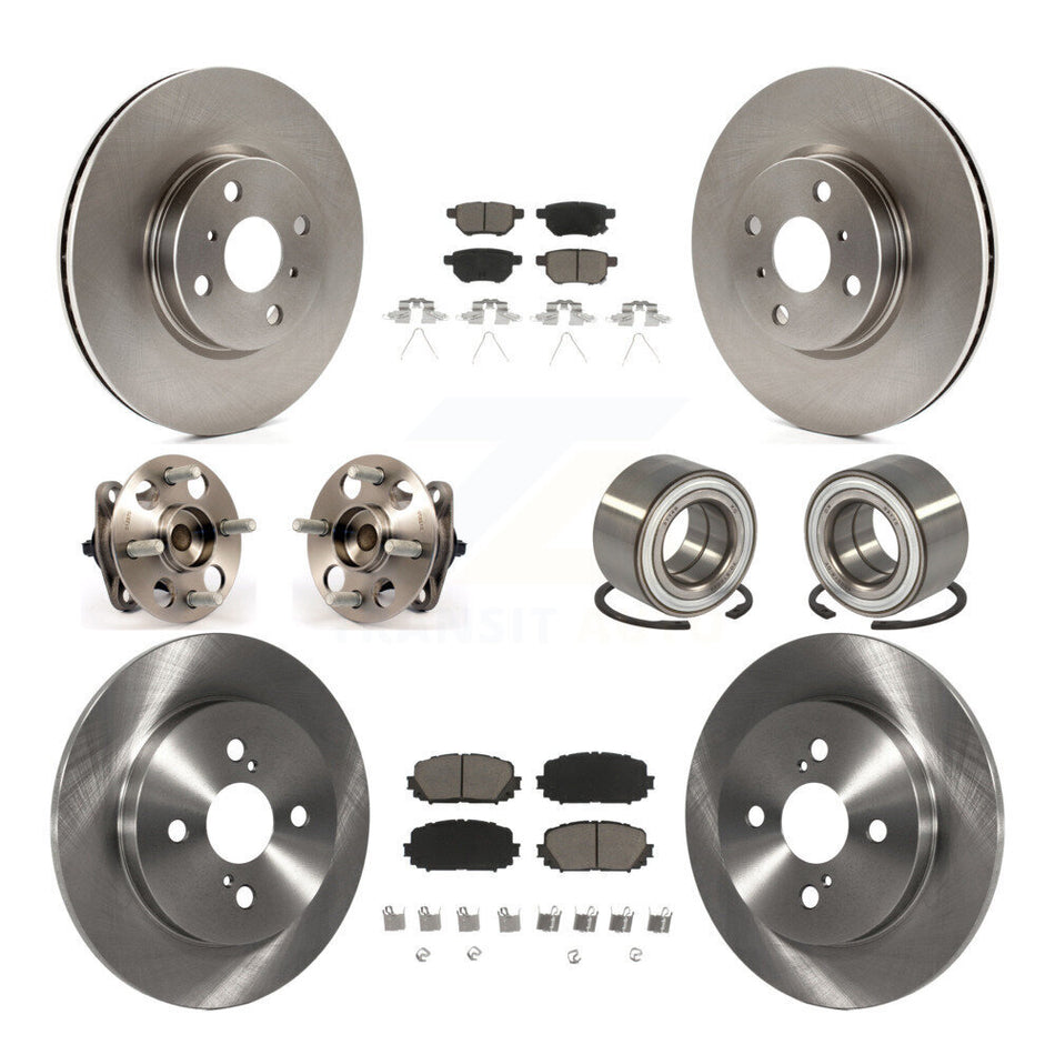 Front Rear Wheel Hub Bearings Assembly Disc Brake Rotors And Ceramic Pads Kit (10Pc) For Toyota Yaris Japan Production Identified By 1st Digit Of VIN J KBB-117142