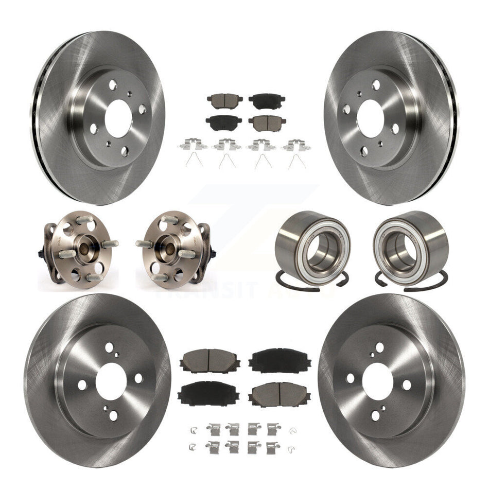 Front Rear Wheel Hub Bearings Assembly Disc Brake Rotors And Ceramic Pads Kit (10Pc) For Toyota Yaris Japan Production Identified By 1st Digit Of VIN J KBB-117143