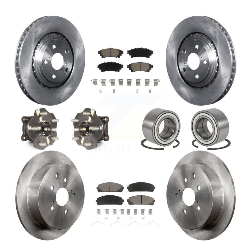Front Rear Wheel Hub Bearings Assembly Disc Brake Rotors And Ceramic Pads Kit (10Pc) For Lexus RX350 Toyota Highlander RX450h KBB-117144