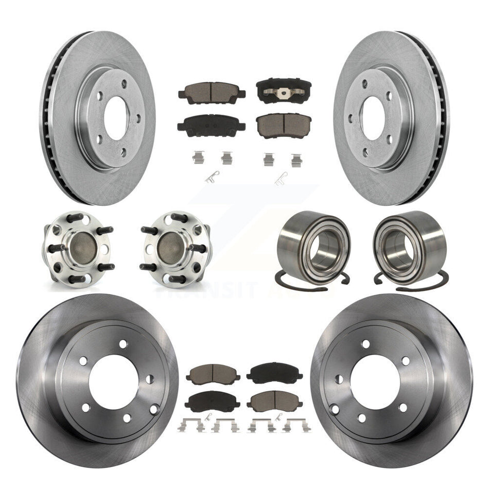 Front Rear Wheel Hub Bearings Assembly Disc Brake Rotors And Ceramic Pads Kit (10Pc) For Dodge Caliber KBB-117166