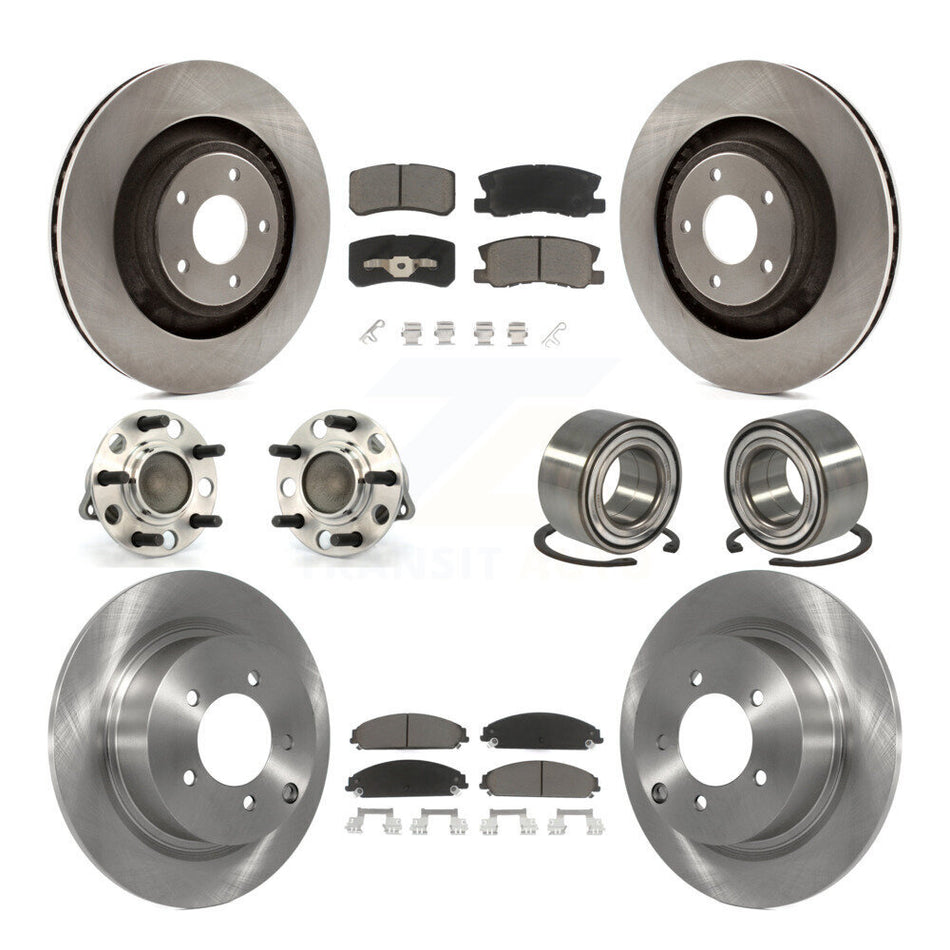Front Rear Wheel Hub Bearings Assembly Disc Brake Rotors And Ceramic Pads Kit (10Pc) For Dodge Caliber KBB-117170