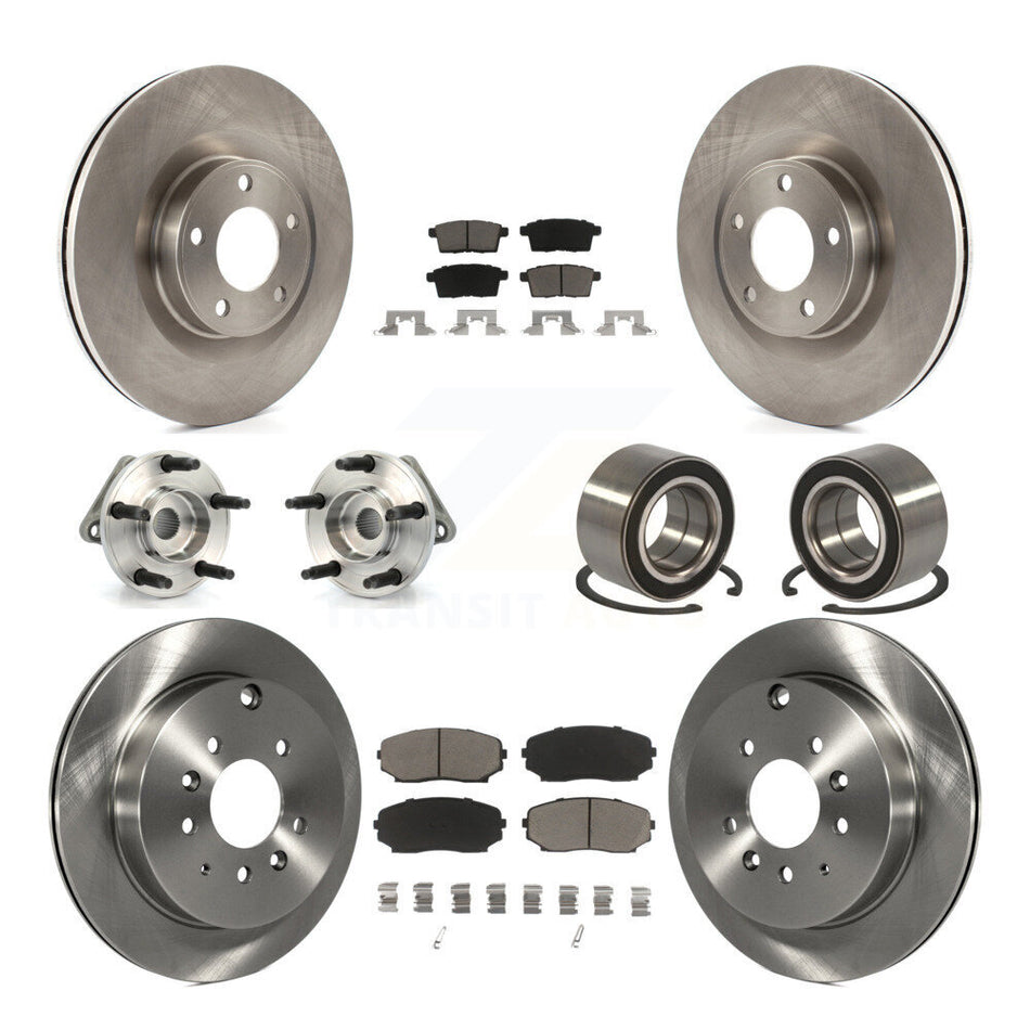 Front Rear Wheel Hub Bearings Assembly Disc Brake Rotors And Ceramic Pads Kit (10Pc) For 2007-2010 Ford Edge Lincoln MKX AWD KBB-117171