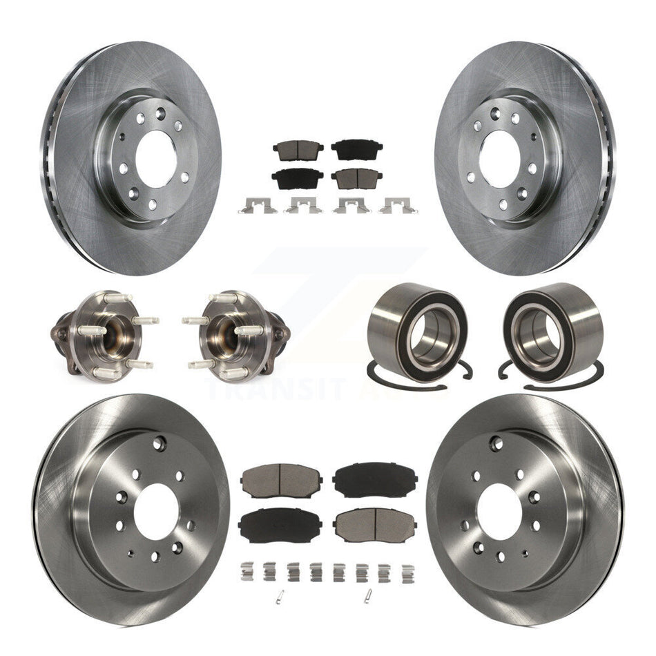 Front Rear Wheel Hub Bearings Assembly Disc Brake Rotors And Ceramic Pads Kit (10Pc) For 2009-2009 Ford Edge Lincoln MKX FWD KBB-117173