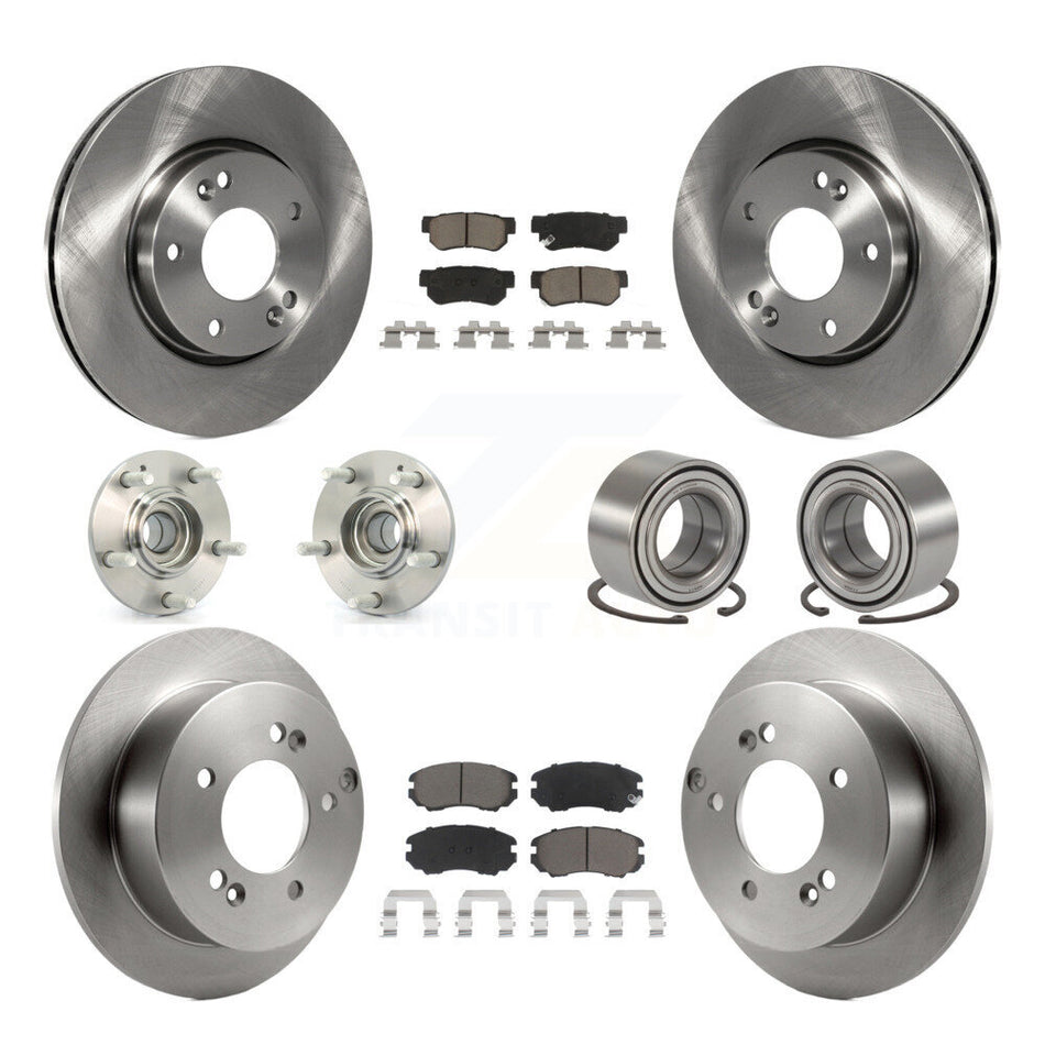 Front Rear Wheel Hub Bearings Assembly Disc Brake Rotors And Ceramic Pads Kit (10Pc) For Kia Sportage Hyundai Tucson FWD KBB-117176