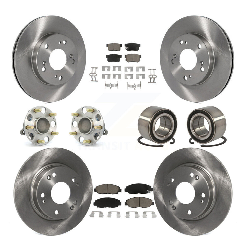 Front Rear Wheel Hub Bearings Assembly Disc Brake Rotors And Ceramic Pads Kit (10Pc) For Honda Civic KBB-117190