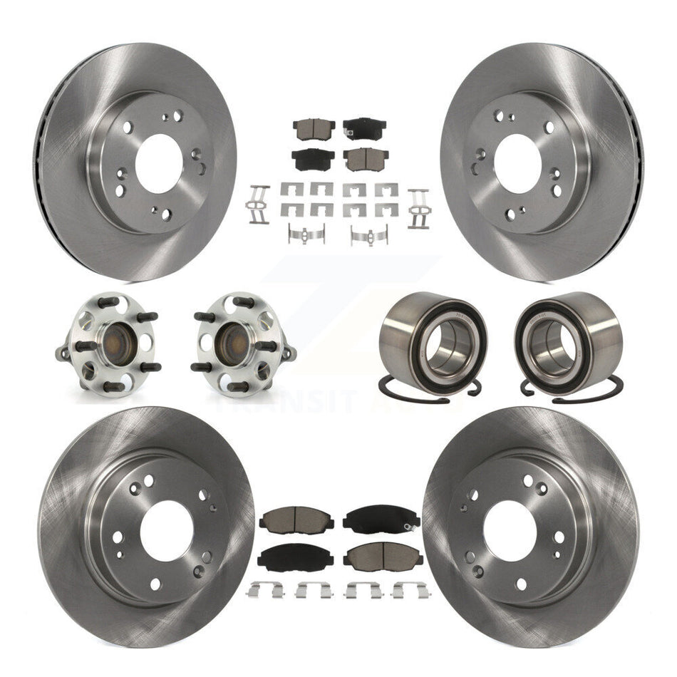 Front Rear Wheel Hub Bearings Assembly Disc Brake Rotors And Ceramic Pads Kit (10Pc) For Honda Civic KBB-117193