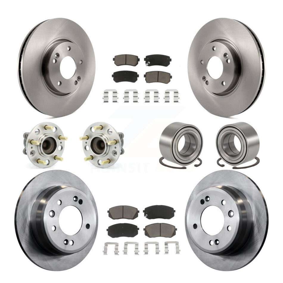 Front Rear Wheel Hub Bearings Assembly Disc Brake Rotors And Ceramic Pads Kit (10Pc) For Kia Sportage Hyundai Tucson FWD KBB-117207