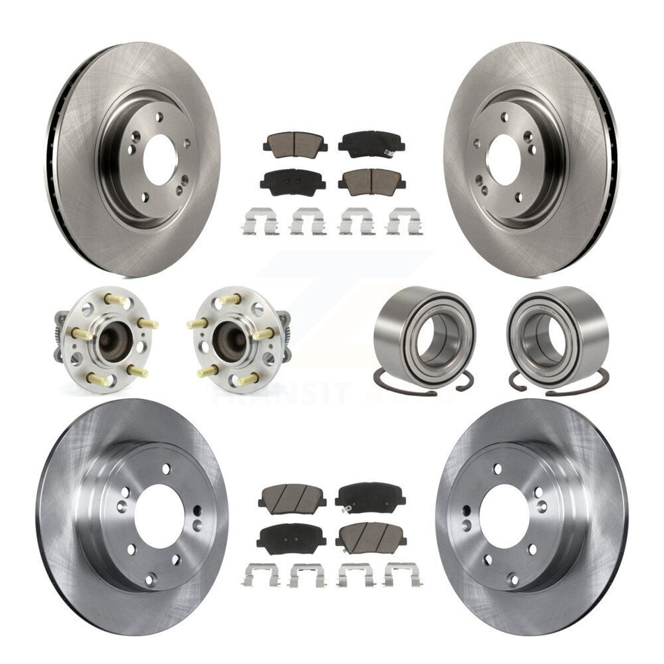 Front Rear Wheel Hub Bearings Assembly Disc Brake Rotors And Ceramic Pads Kit (10Pc) For Hyundai Azera KBB-117210