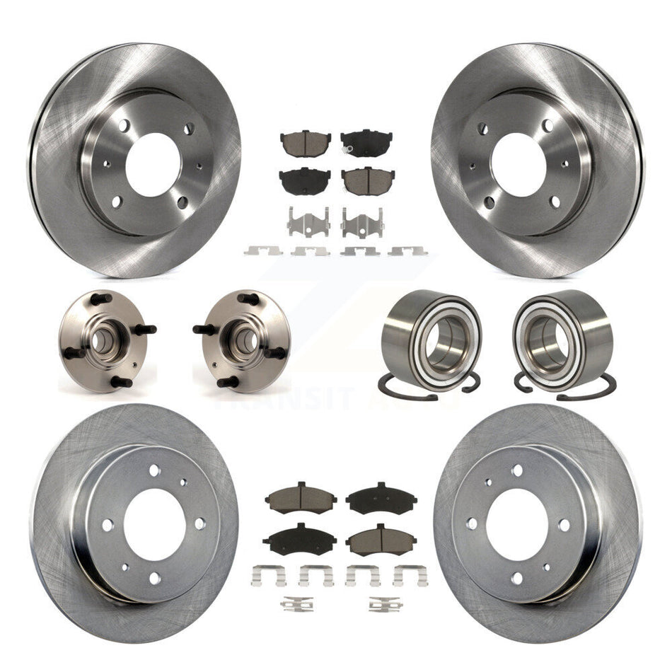 Front Rear Wheel Hub Bearings Assembly Disc Brake Rotors And Ceramic Pads Kit (10Pc) For Hyundai Elantra rear brakes with Non-ABS KBB-117228