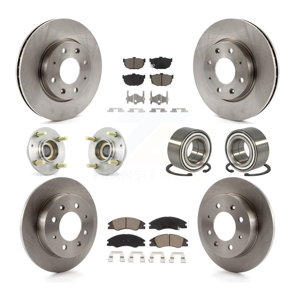 Front Rear Wheel Hub Bearing Disc Brake Rotor And Pad Kit (10Pc) For Kia Spectra Spectra5 KBB-117231