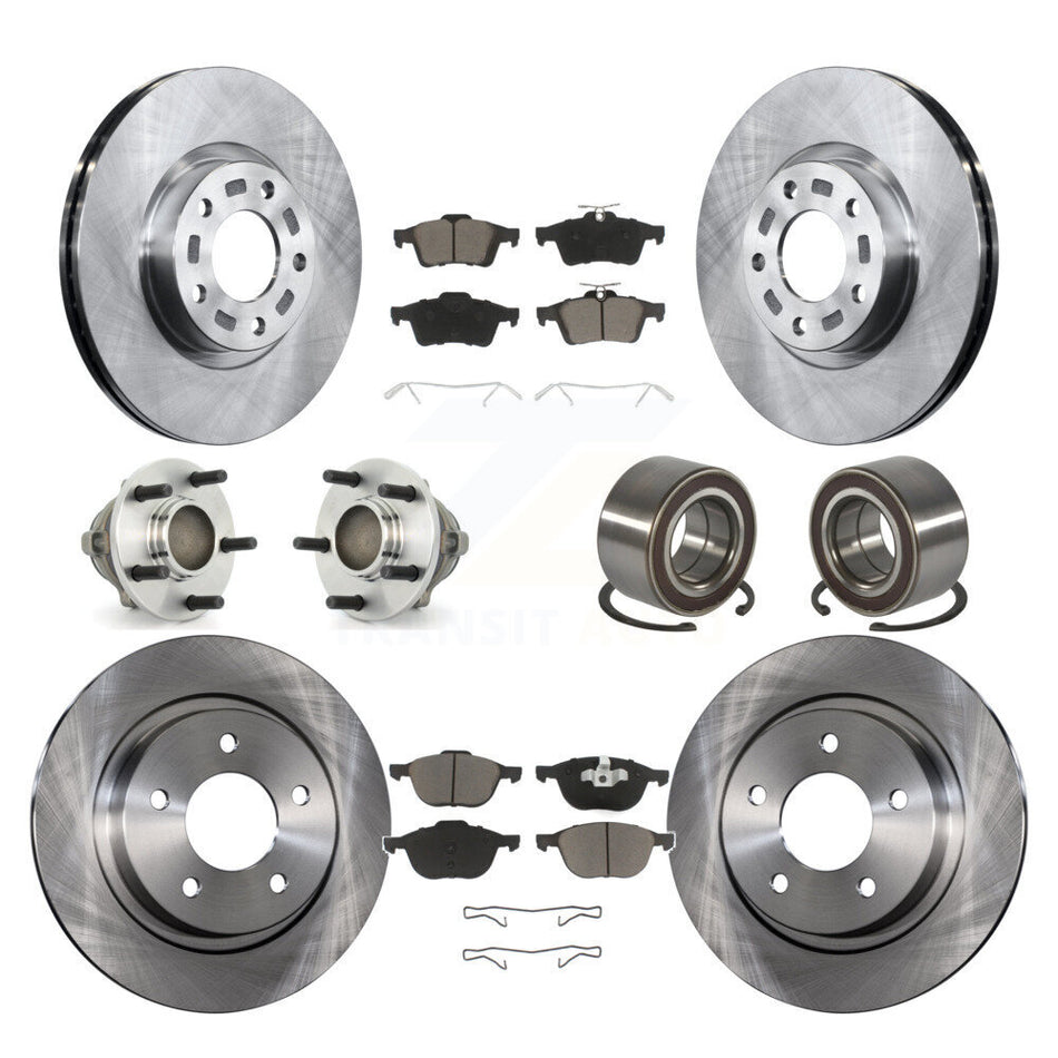Front Rear Wheel Hub Bearings Assembly Disc Brake Rotors And Ceramic Pads Kit (10Pc) For Mazda 3 Sport KBB-117252