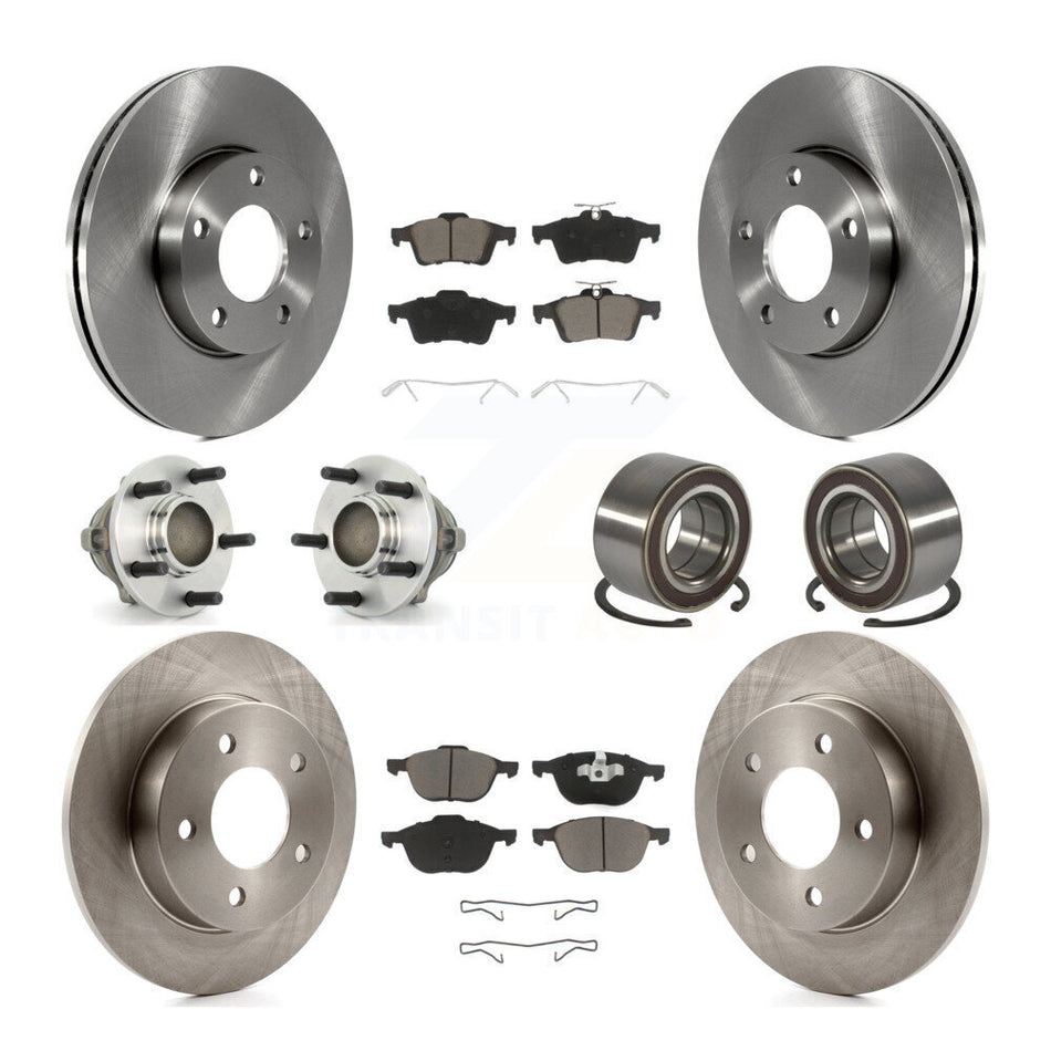 Front Rear Wheel Hub Bearings Assembly Disc Brake Rotors And Ceramic Pads Kit (10Pc) For Mazda 3 Sport KBB-117253