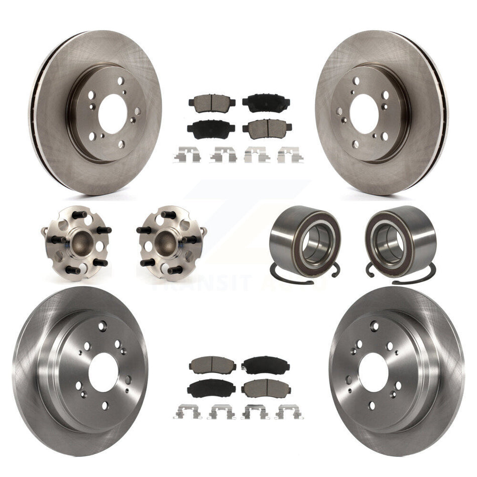 Front Rear Wheel Hub Bearings Assembly Disc Brake Rotors And Ceramic Pads Kit (10Pc) For 2005-2010 Honda Odyssey KBB-117261