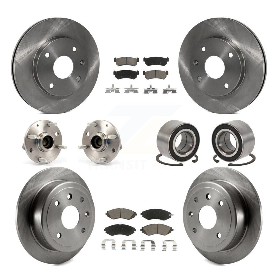 Front Rear Wheel Hub Bearings Assembly Disc Brake Rotors And Ceramic Pads Kit (10Pc) For Suzuki Forenza Reno Chevrolet Optra Non-ABS KBB-117263