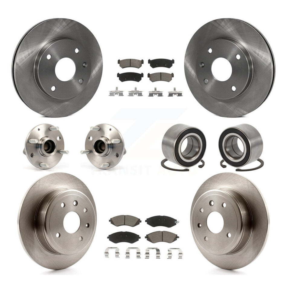 Front Rear Wheel Hub Bearings Assembly Disc Brake Rotors And Ceramic Pads Kit (10Pc) For 2004-2006 Chevrolet Optra Non-ABS With 276mm Diameter Rotor KBB-117265