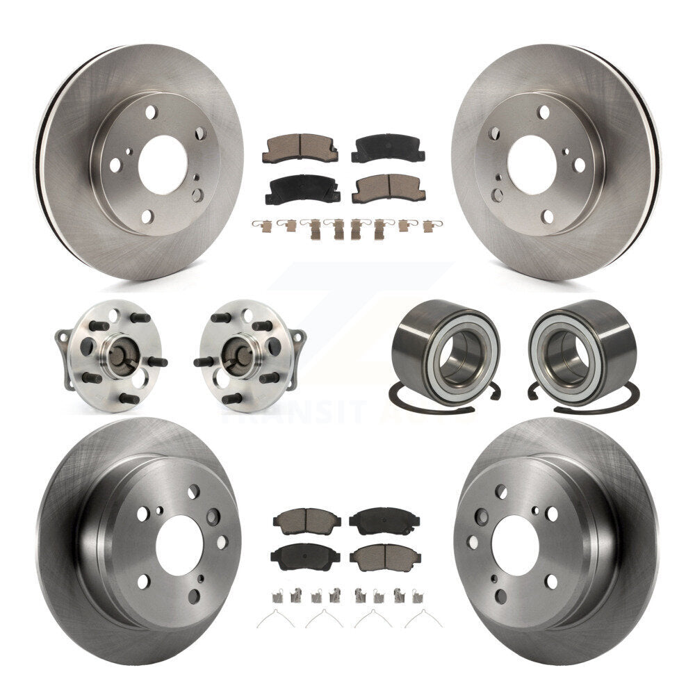 Front Rear Wheel Hub Bearing Disc Brake Rotor And Ceramic Pad Kit (10Pc) For Toyota Camry KBB-117271