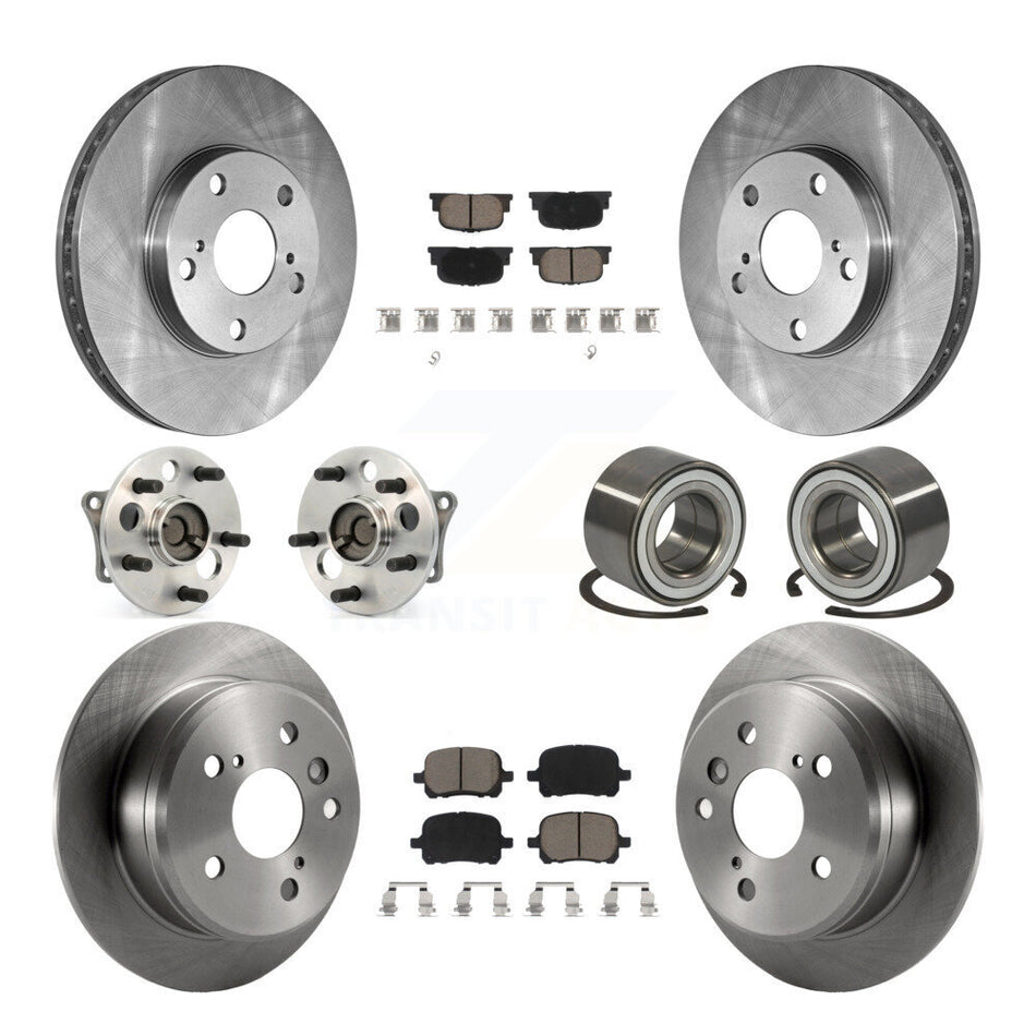 Front Rear Wheel Hub Bearings Assembly Disc Brake Rotors And Ceramic Pads Kit (10Pc) For 2000-2001 Toyota Camry 3.0L with 4-Wheel ABS Vehicles Manufactured In Japan KBB-117272
