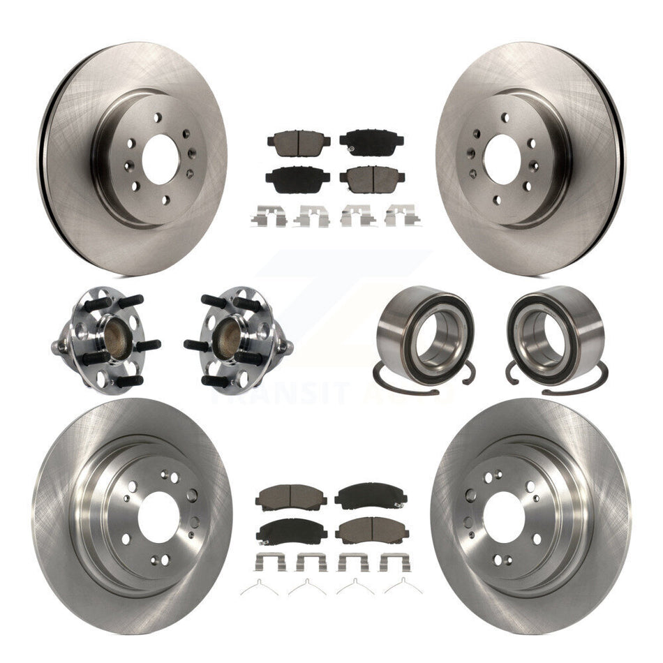 Front Rear Wheel Hub Bearings Assembly Disc Brake Rotors And Ceramic Pads Kit (10Pc) For Acura TL KBB-117287