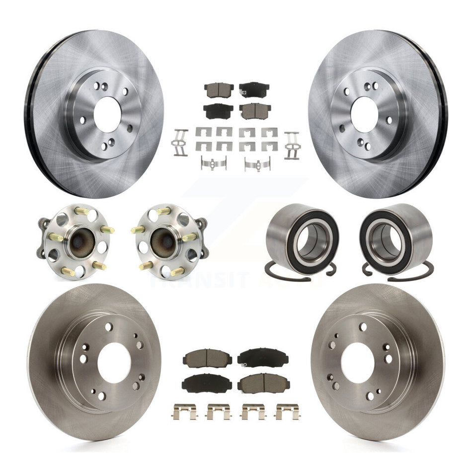 Front Rear Wheel Hub Bearings Assembly Disc Brake Rotors And Ceramic Pads Kit (10Pc) For 2004-2008 Acura TSX KBB-117288