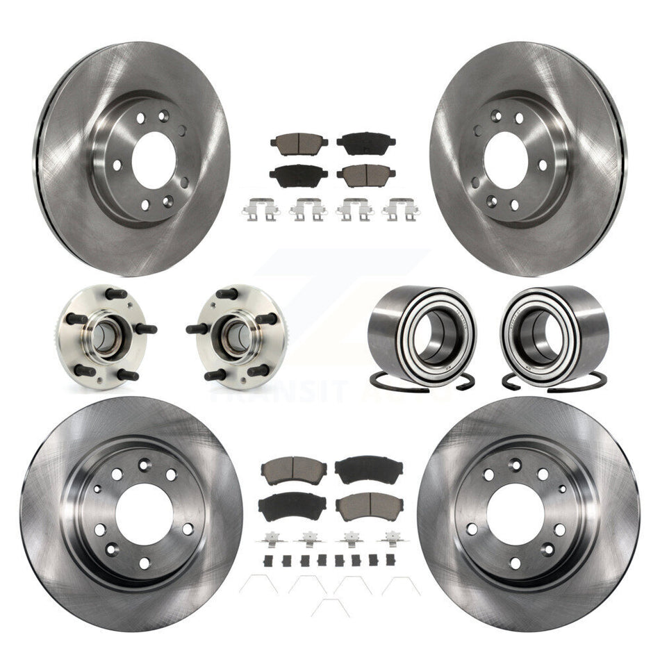 Front Rear Wheel Hub Bearings Assembly Disc Brake Rotors And Ceramic Pads Kit (10Pc) For Ford Fusion Lincoln MKZ Mercury Milan Mazda 6 Zephyr KBB-117291