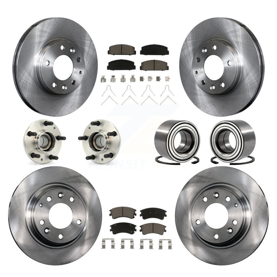 Front Rear Wheel Hub Bearings Assembly Disc Brake Rotors And Ceramic Pads Kit (10Pc) For Mazda 6 KBB-117292