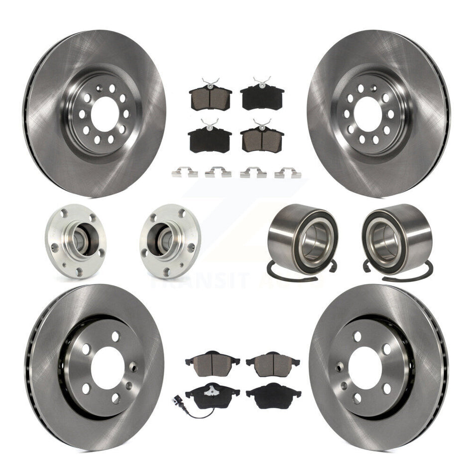 Front Rear Wheel Hub Bearings Assembly Disc Brake Rotors And Ceramic Pads Kit (10Pc) For Volkswagen Golf Audi TT Quattro KBB-117302