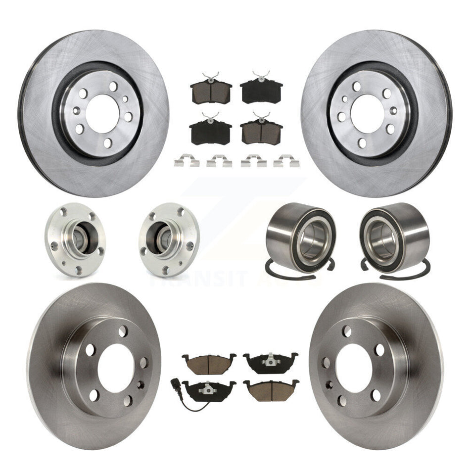 Front Rear Wheel Hub Bearings Assembly Disc Brake Rotors And Ceramic Pads Kit (10Pc) For 2007-2010 Volkswagen Beetle With 280mm Diameter Rotor KBB-117303