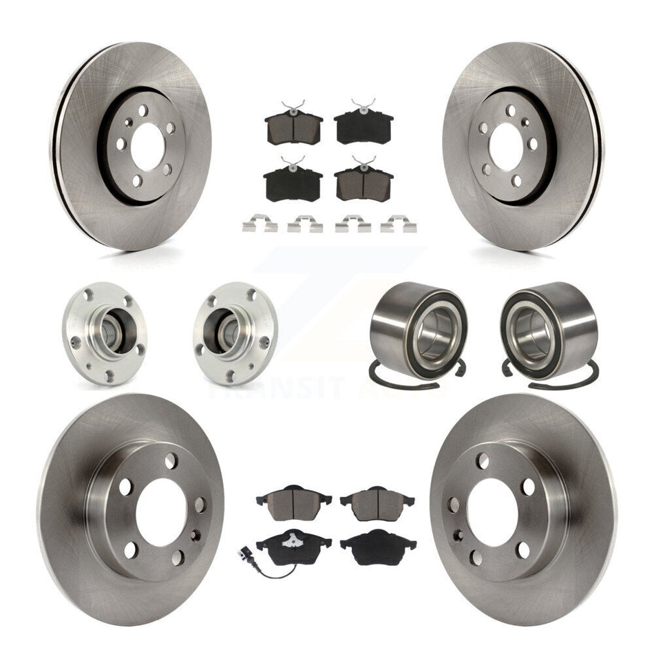 Front Rear Wheel Hub Bearings Assembly Disc Brake Rotors And Ceramic Pads Kit (10Pc) For 2007-2010 Volkswagen Beetle With 288mm Diameter Rotor KBB-117304