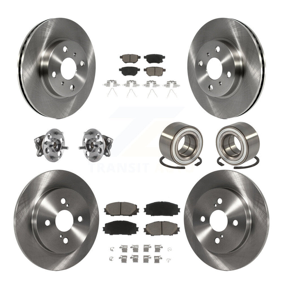 Front Rear Wheel Hub Bearings Assembly Disc Brake Rotors And Ceramic Pads Kit (10Pc) For 2015-2018 Toyota Yaris Drum rear brakes KBB-117310