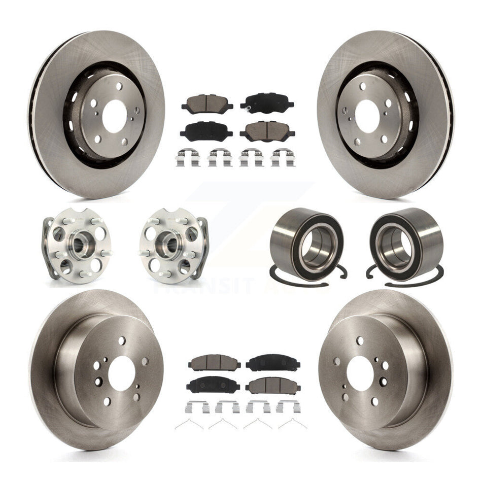 Front Rear Wheel Hub Bearings Assembly Disc Brake Rotors And Ceramic Pads Kit (10Pc) For 2009-2016 Toyota Venza AWD KBB-117324