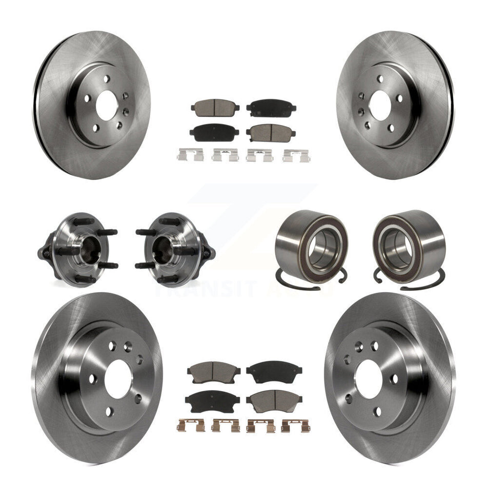 Front Rear Wheel Hub Bearings Assembly Disc Brake Rotors And Ceramic Pads Kit (10Pc) For Chevrolet Sonic Buick Encore Trax KBB-117325