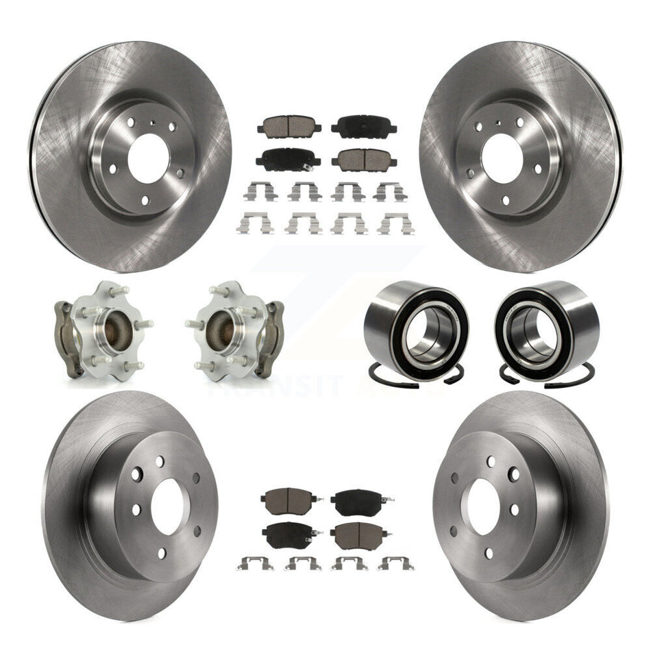 Front Rear Wheel Hub Bearings Assembly Disc Brake Rotors And Ceramic Pads Kit (10Pc) For Nissan Altima Maxima KBB-117346