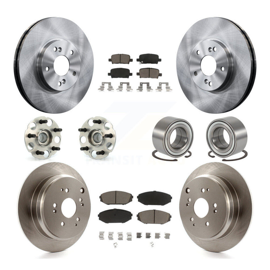 Front Rear Wheel Hub Bearings Assembly Disc Brake Rotors And Ceramic Pads Kit (10Pc) For 2002-2004 Honda Odyssey KBB-117354